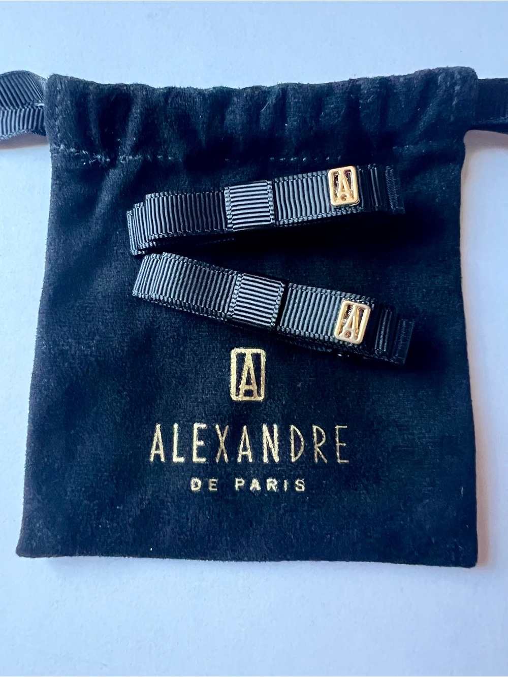 Alexandre de Paris grosgrain ribbon bow hair clips barrettes